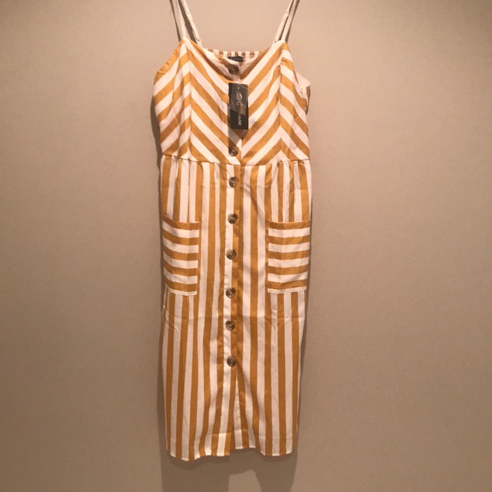 Smocked yellow and white sundress